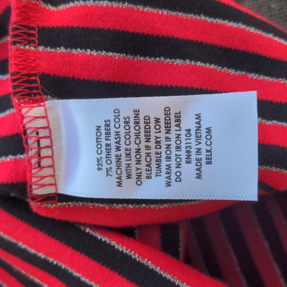 Kim Rogers Red and Black Striped Top PM - Picture 4 of 4